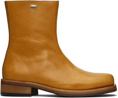 Our Legacy Camion Zip Leather Flat Boots In Brown