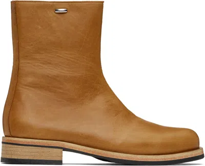 Our Legacy Tan Camion Boots In Burnt Sugar Leather