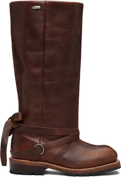Our Legacy Tan High Engine Tall Boot In Brown