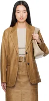 Our Legacy Tan Opening Leather Blazer In Burnt Sugar Leather