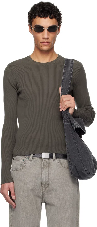 Our Legacy Taupe Compact Roundneck Sweater In Fog Clean Cotton