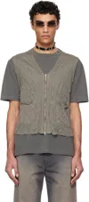 Our Legacy Taupe Crush Vest In Ash Silk Steel