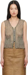 Our Legacy Taupe Crush Vest In Ash Silk Steel