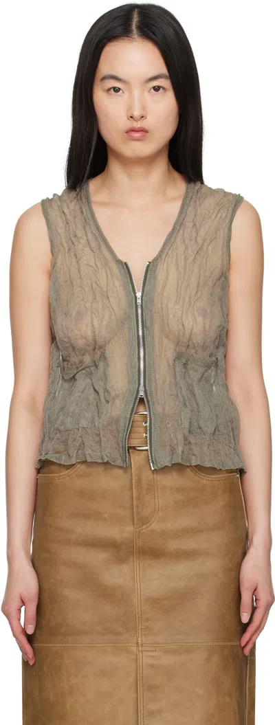 Our Legacy Taupe Crush Vest In Ash Silk Steel