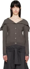 Our Legacy Knitwear Cardigan Fold-over Collar In Fog Clean Cotton