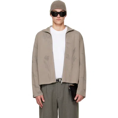 Our Legacy Shrunken Floral-print Zip-up Sweatshirt In Brown
