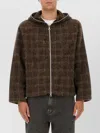 Our Legacy Textured Checkered Hooded Jacket With Long Sleeves In Brown