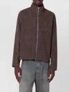 Our Legacy Textured Fabric Long Sleeve High Collar Cardigan In Brown