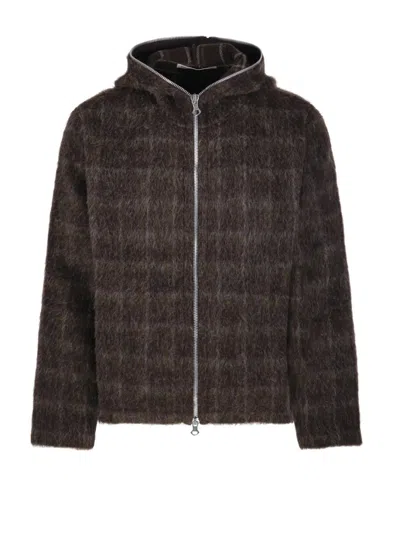 OUR LEGACY OUR LEGACY TEXTURED FULL ZIP HOOD SWEATSHIRT WITH COZY HOOD