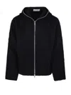 Our Legacy Textured Full Zip Hood Sweatshirt With Cozy Hood In Black