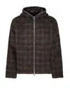 Our Legacy Textured Full Zip Hood Sweatshirt With Cozy Hood In Brown