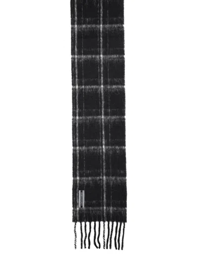 Our Legacy Textured Fuzzy Check Scarf In Black