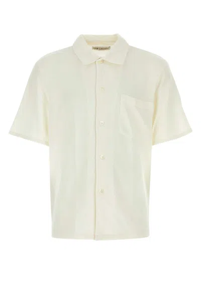 Our Legacy Textured Polyester-cotton Shirt For Men In White