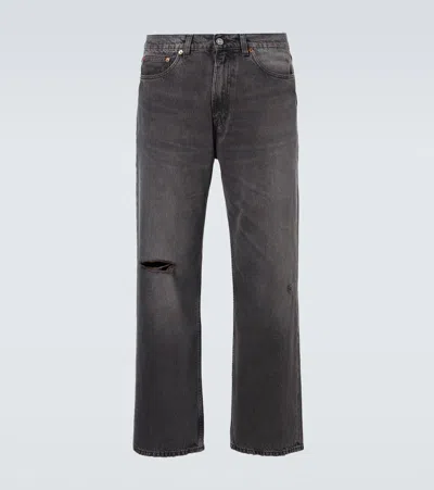 Our Legacy Third Cut Distressed Wide-leg Jeans In Gray
