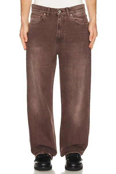 Our Legacy Denim Trousers Faded Effect Belt Loops Five Pockets In Brown
