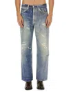 Our Legacy High Waist Wide Leg Distressed Jeans In Blue
