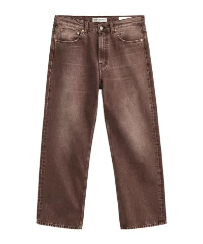 Our Legacy Denim Trousers Faded Effect Belt Loops Five Pockets In Brown