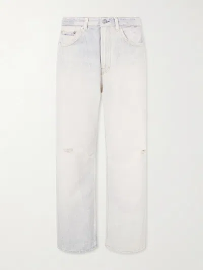 Our Legacy Mens Third Cut Straight-leg Distressed Print Jeans In White