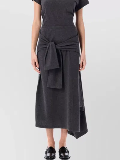 Our Legacy Tie Detail Asymmetric Hem Open Back Skirt In Gray