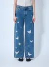 Our Legacy Treble Cut Embroidered Low-rise Boyfriend Jeans In Blue
