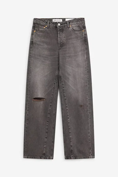 Our Legacy Distressed Wide-leg Jeans With Faded Black Wash In Gray
