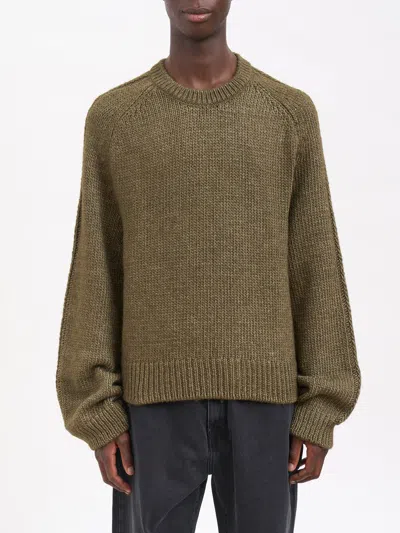 OUR LEGACY OUR LEGACY TRUE SWEATER FLUSH GREEN RUSTIC WOOL SILK