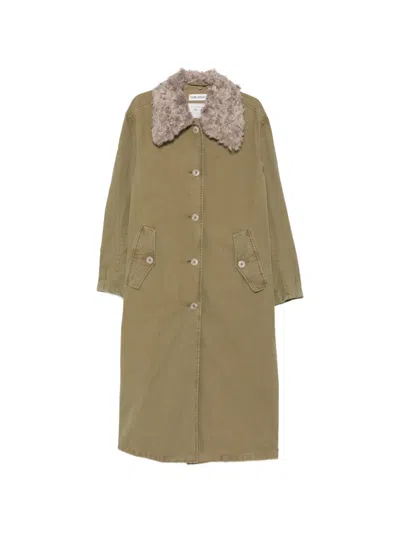Our Legacy Tundra Faux-fur Collar Coat In Green