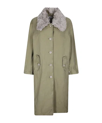Our Legacy Tundra Shearling-collar Coat In Green