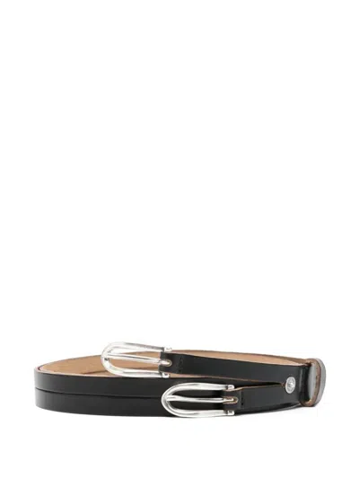 Our Legacy Twin Tongue Leather Belt Accessories In Black