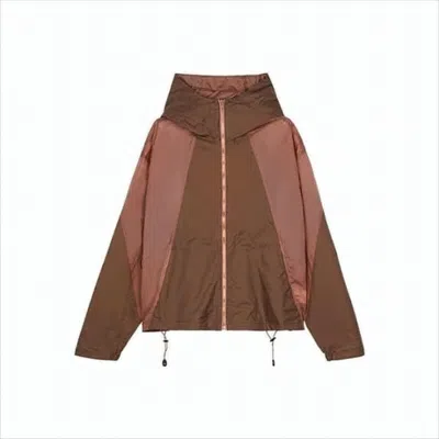Our Legacy Two-tone Lightweight Jacket With High Collar In Brown