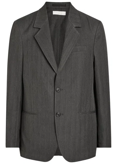 Our Legacy Unconstructed Ceremony Pinstriped Woven Blazer In Gray