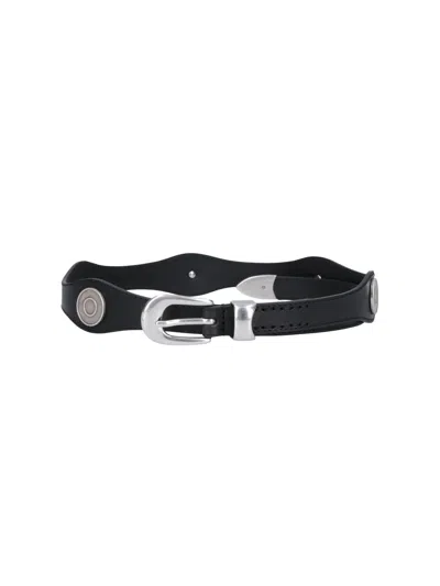 Our Legacy Unisex Bull Hide Leather Belt In Black