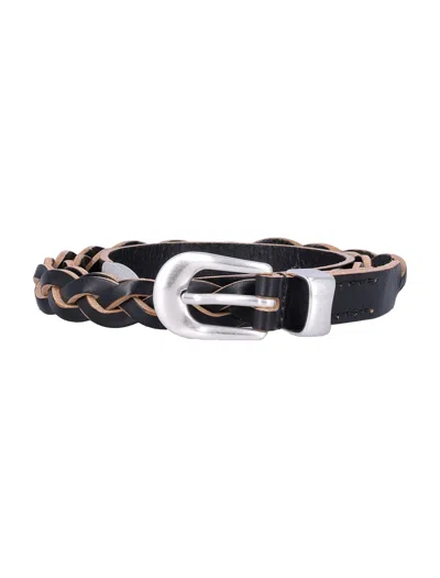 Our Legacy Adjustable Braided Belt 2 Cm In Black
