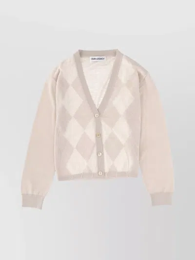 Our Legacy V-neck Argyle Knitwear Long Sleeves In Neutral
