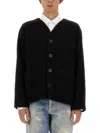Our Legacy V-neck Cardigan With Refined Wool Blend In Black