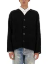 Our Legacy V-neck Cardigan With Refined Wool Blend In Black