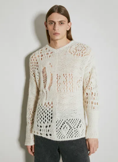 Our Legacy V Neck Crochet Sweater In White