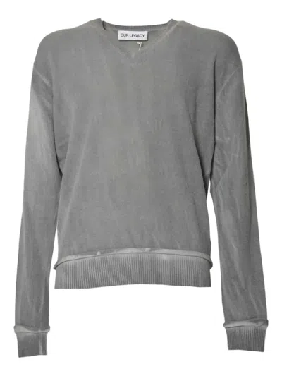 Our Legacy Parallel Sweater In Wool With V-neck In Gray