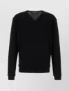 Our Legacy V-neck Wool Sweater With Ribbed Cuffs And Hem In Black