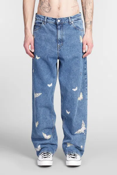 Our Legacy Vast Wide-leg Embroidered Jeans In Blue