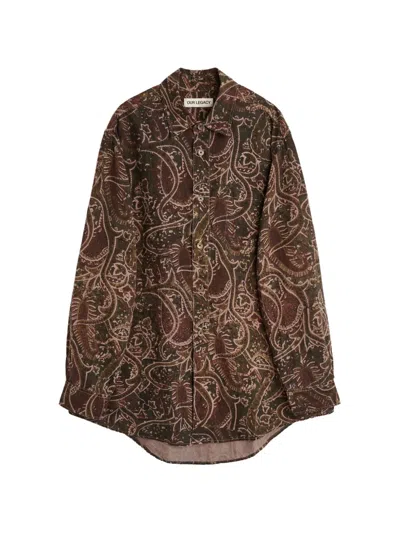Our Legacy Paisley Print Snake Button-up Shirt With Chest Pocket In Multi