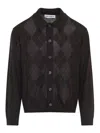 Our Legacy Mens Pub Argyle Evening Diamond-stitch Wool Polo Shirt In Gray