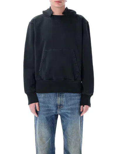OUR LEGACY OUR LEGACY VINTAGE APPEAL BLACK RELIC HOODIE WITH RIBBED DETAILS