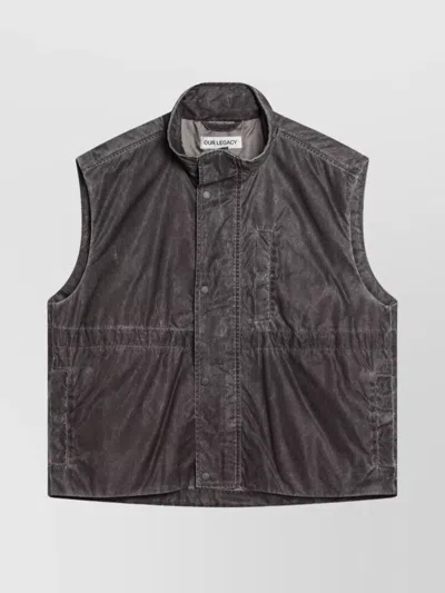 OUR LEGACY VINTAGE EFFECT SLEEVELESS VEST WITH FRONT POCKET