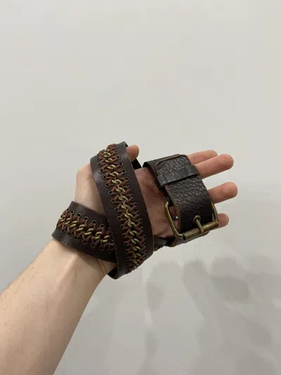 Pre-owned Our Legacy Vintage Real Leather Metal Chains Avant Garde Belt Acne In Brown
