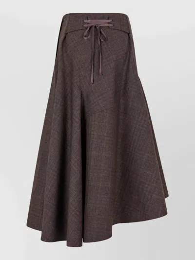 Our Legacy Virgin Wool Checked Maxi Skirt In Brown