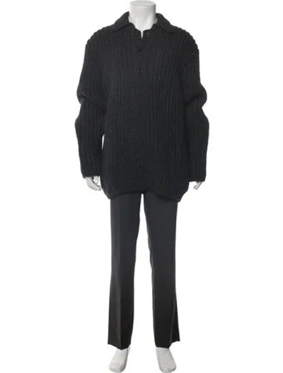 Pre-owned Our Legacy Virgin Wool Mock Neck Cardigan In Gray