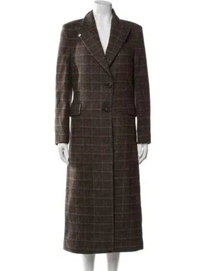 Pre-owned Our Legacy Virgin Wool Plaid Print Coat In Brown