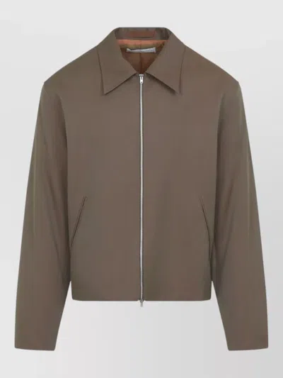 Our Legacy Virgin Wool Mini Jacket Pointed Collar In Brown