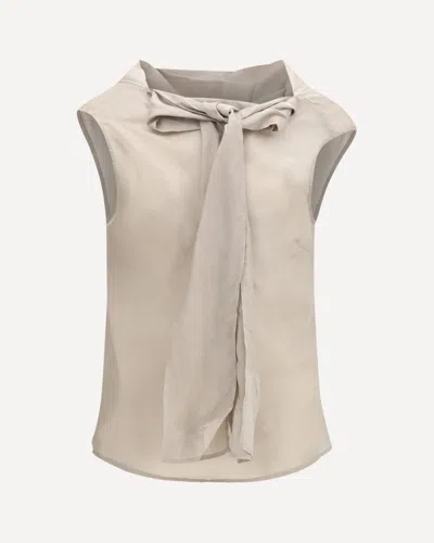 Our Legacy Sleeveless Top High Neckline Draped Bow In Neutral